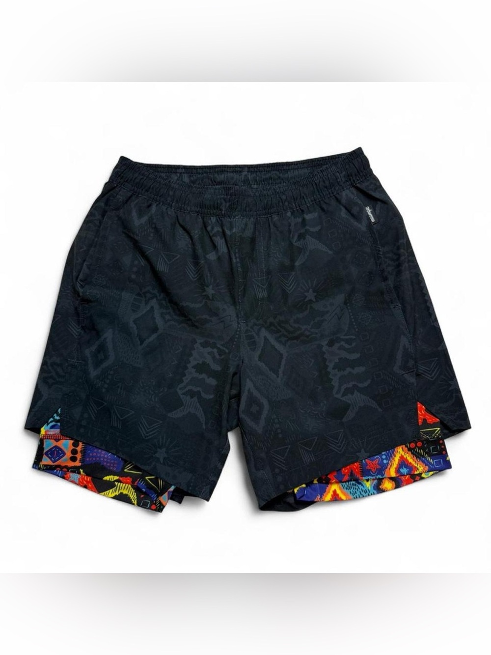 Maamgic Mens Gray Totem Workout Shorts 2 in 1 Stretch Size Small Gym Shorts